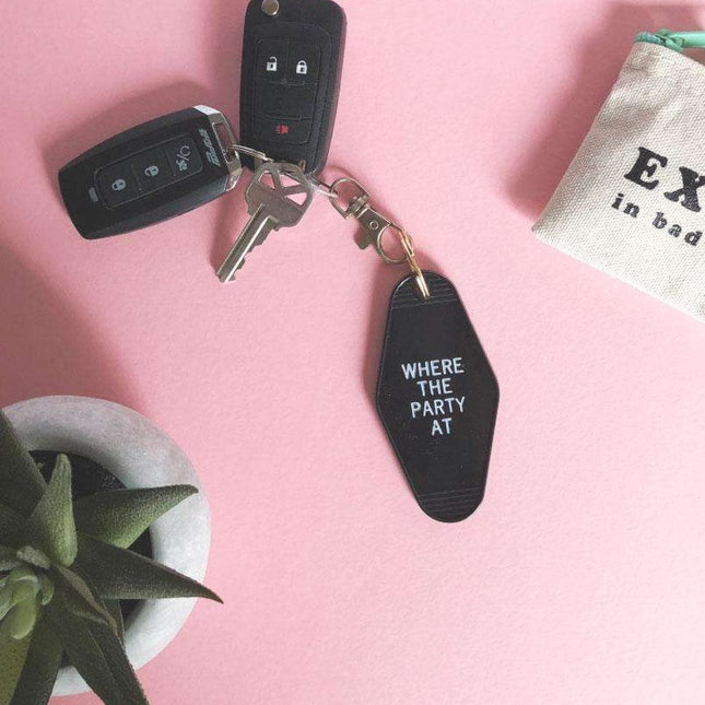 where the party at retro motel keychain