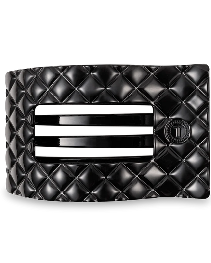 Jet Black Quilted Flat Rectangle Hair Clip- Teleties