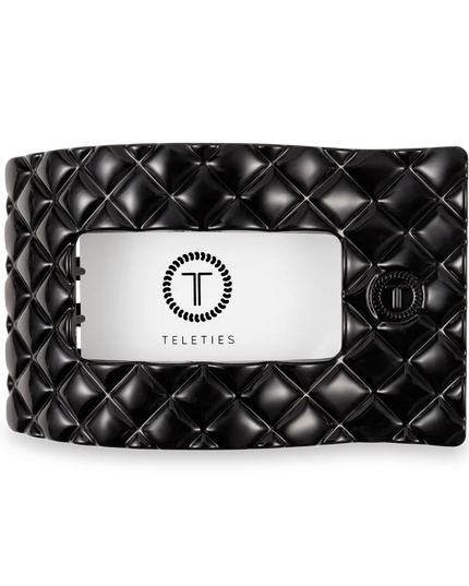 Jet Black Quilted Flat Rectangle Hair Clip- Teleties