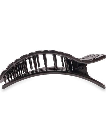 Jet Black Quilted Flat Rectangle Hair Clip- Teleties