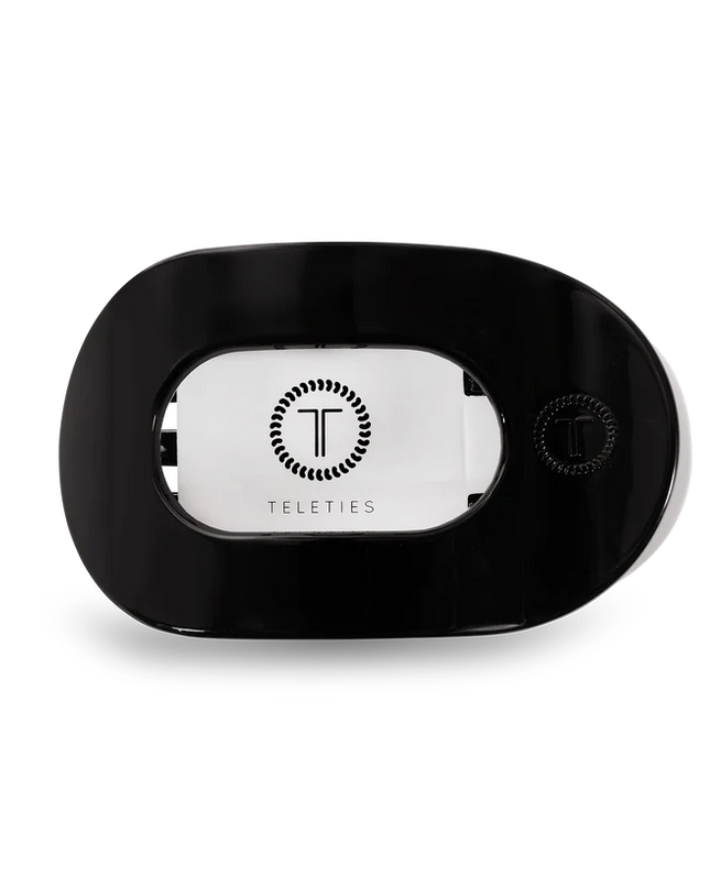 Jet Black Flat Round Hair Clip- Teleties