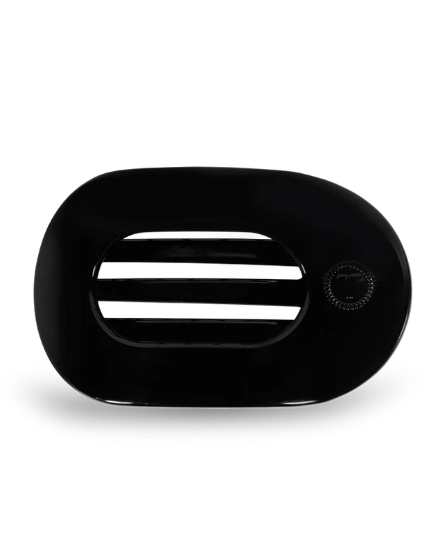 Jet Black Flat Round Hair Clip- Teleties