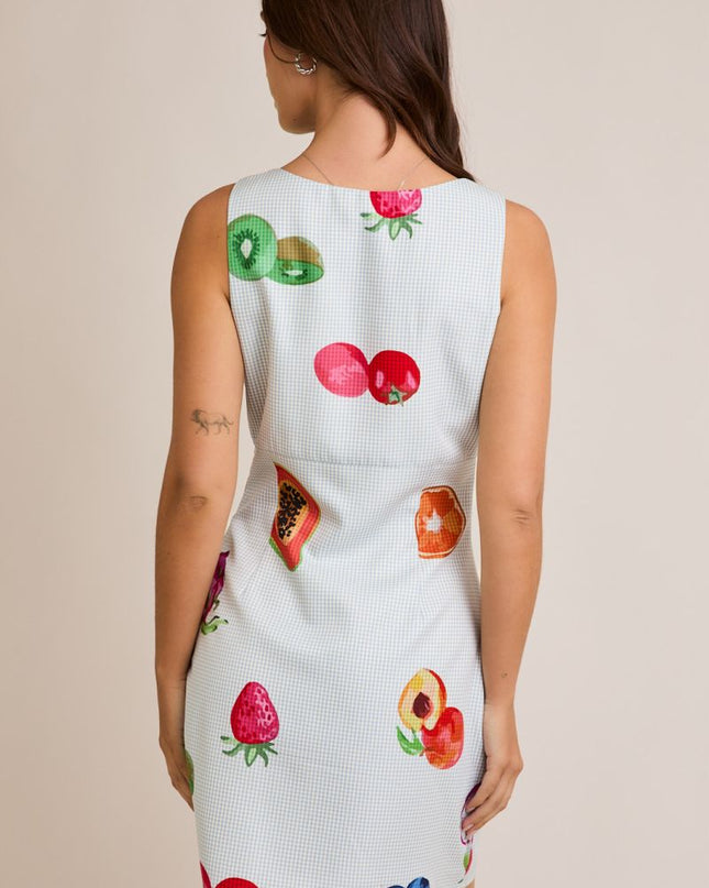 Amaya Papaya Gingham Print Dress - Watercolor Fruits