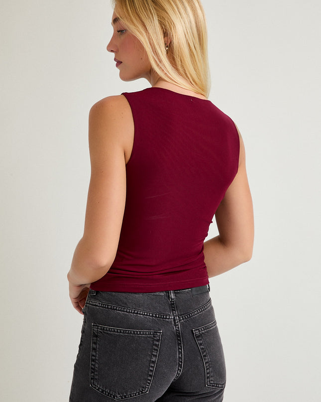 That Ain't My Merlot Sheer Drape Mesh Detail Tank