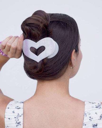 Mother of Pearl Heart Flat Clip - Teleties