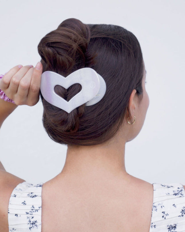 Mother of Pearl Heart Flat Clip - Teleties