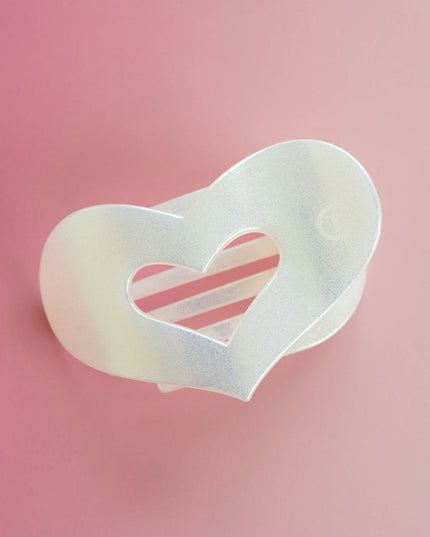 Mother of Pearl Heart Flat Clip - Teleties