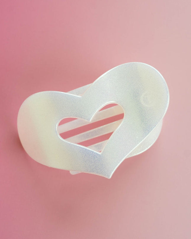 Mother of Pearl Heart Flat Clip - Teleties