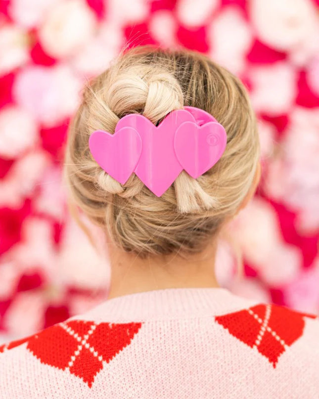 Pink Heart to Heart Flat Hair Clip - Teleties