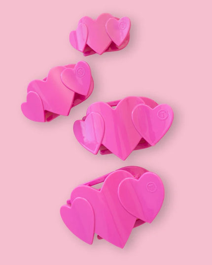 Pink Heart to Heart Flat Hair Clip - Teleties
