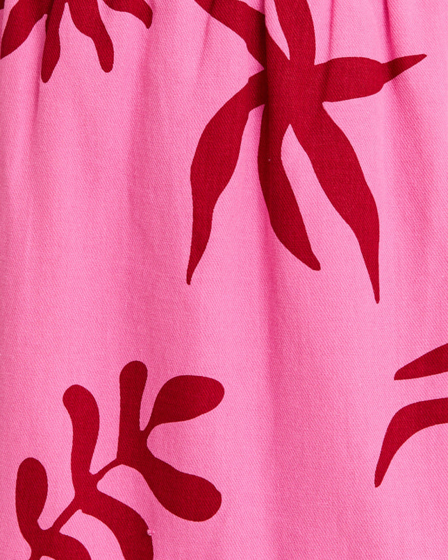 Pink Palms Tropical Puff Sleeve Set