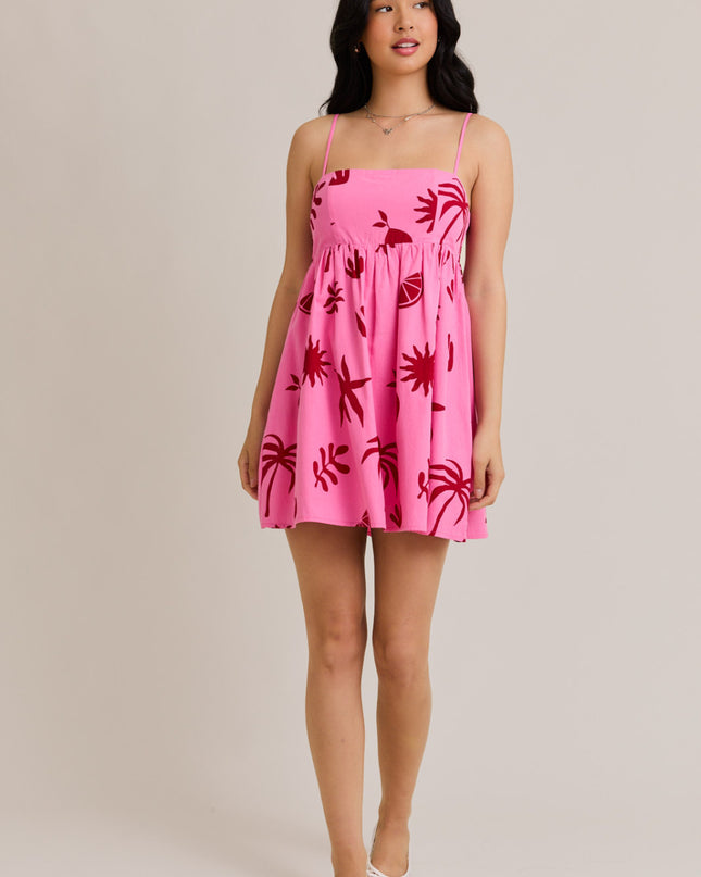 Pink Sunset Palms Mini Dress