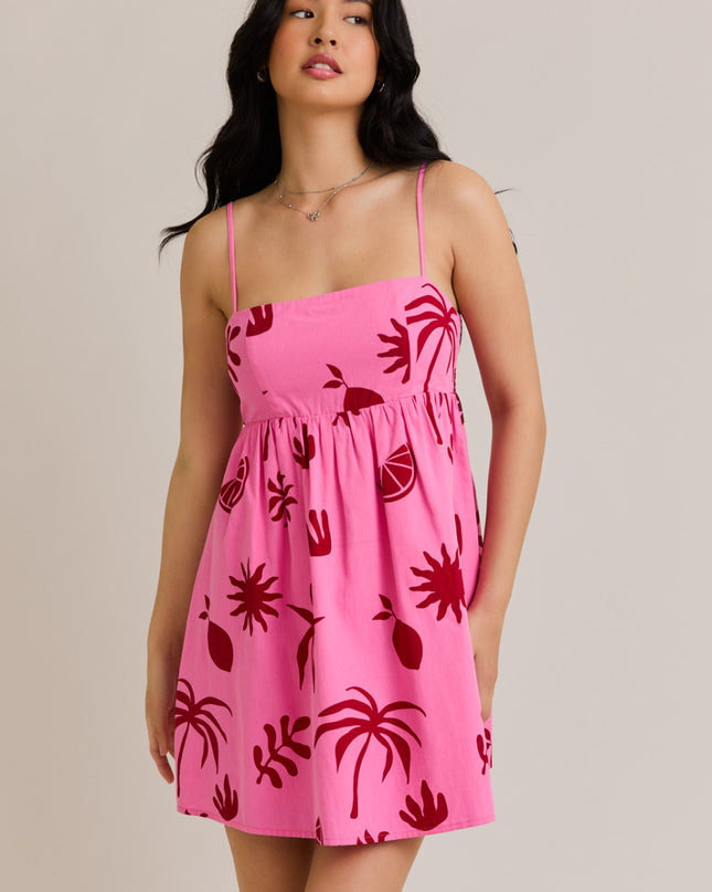 Pink Sunset Palms Mini Dress