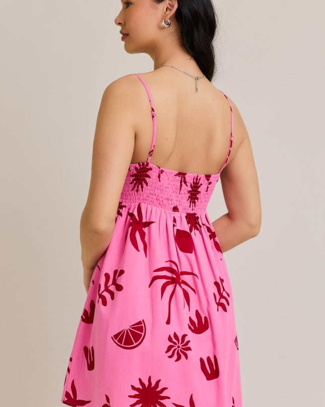 Pink Sunset Palms Mini Dress