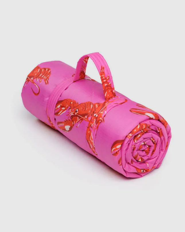 BAGGU Puffy Picnic Blanket - Pink Lobster