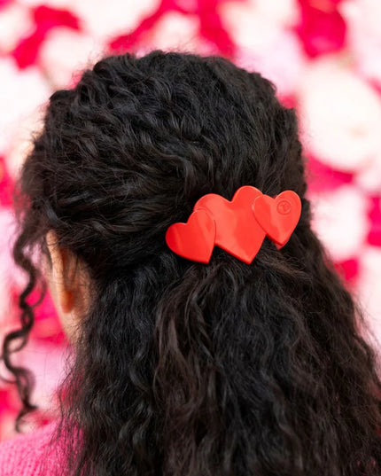 Red Heart to Heart Flat Hair Clip- Teleties
