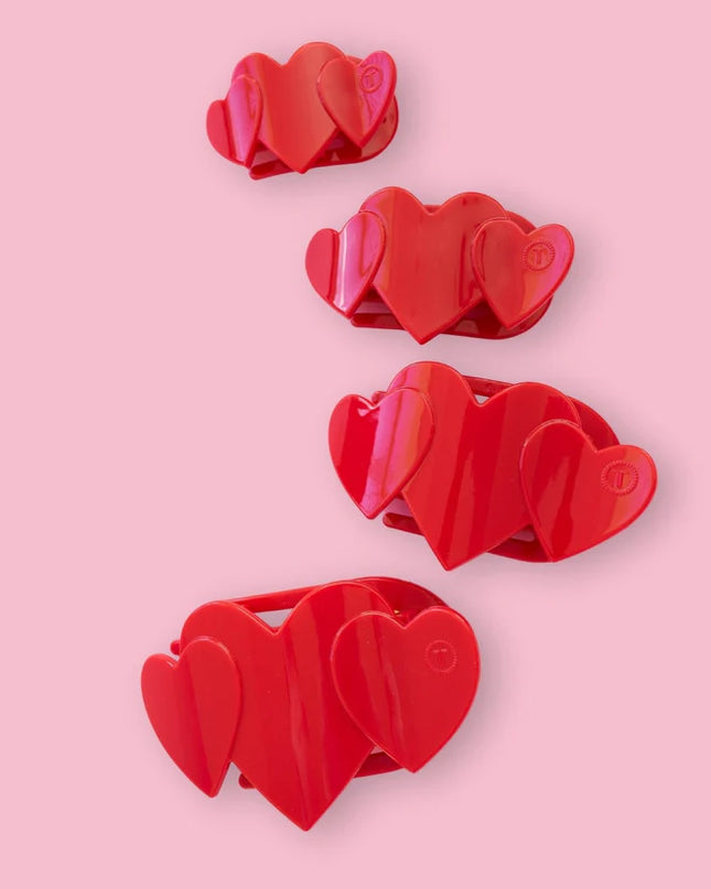 Red Heart to Heart Flat Hair Clip- Teleties
