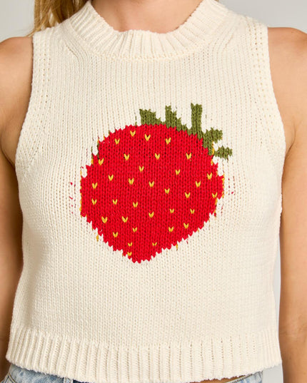 Meet Me In The Strawberry Fields Berry Cute Knit Tank