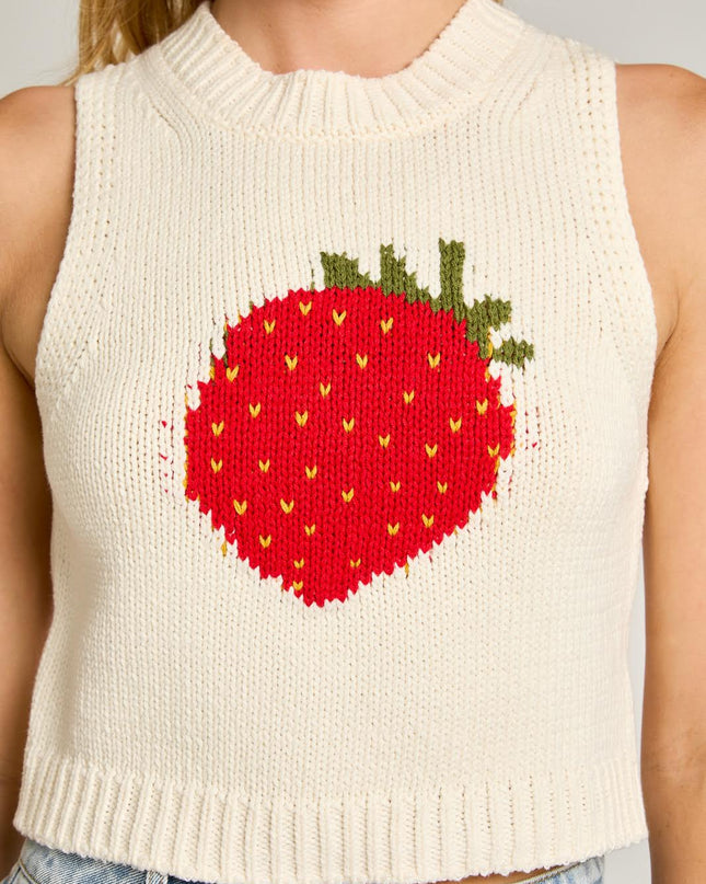Meet Me In The Strawberry Fields Berry Cute Knit Tank