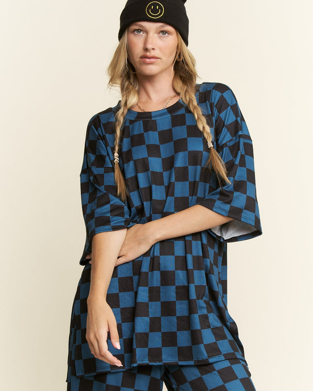 Checkmate Two-Piece Set - Teal & Black