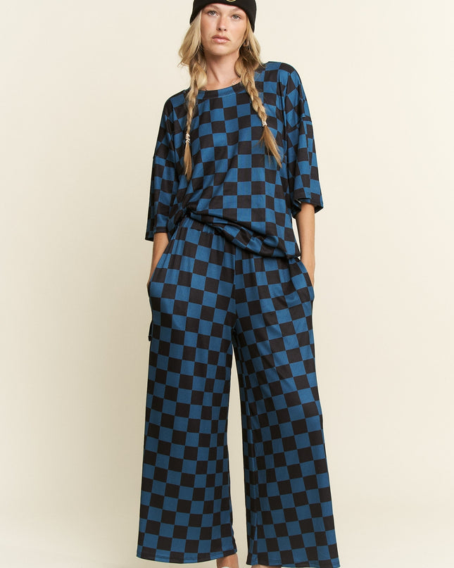 Checkmate Two-Piece Set - Teal & Black