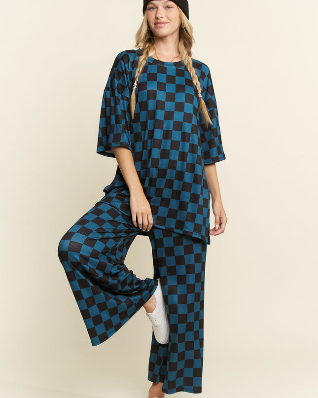 Checkmate Two-Piece Set - Teal & Black