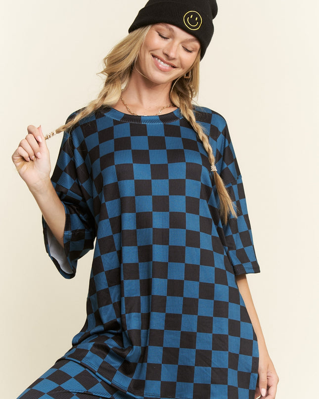 Checkmate Two-Piece Set - Teal & Black