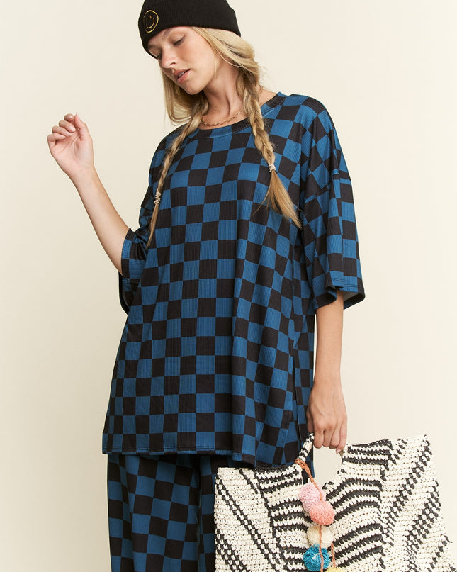 Checkmate Two-Piece Set - Teal & Black