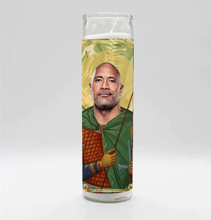 Candle with a portrait of a person on a white background
