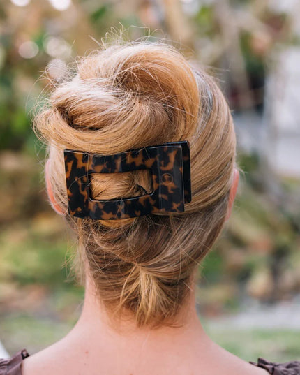 Tortoise Flat Rectangle Hair Clip- Teleties