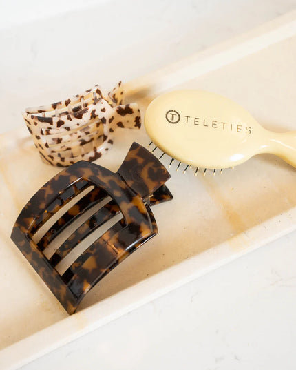 Tortoise Flat Square Hair Clip- Teleties