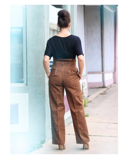Leopard Print Paper Bag Pant
