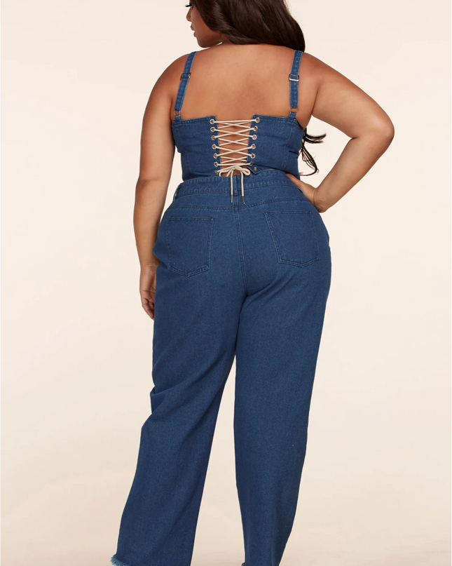 all tied up denim set- plus