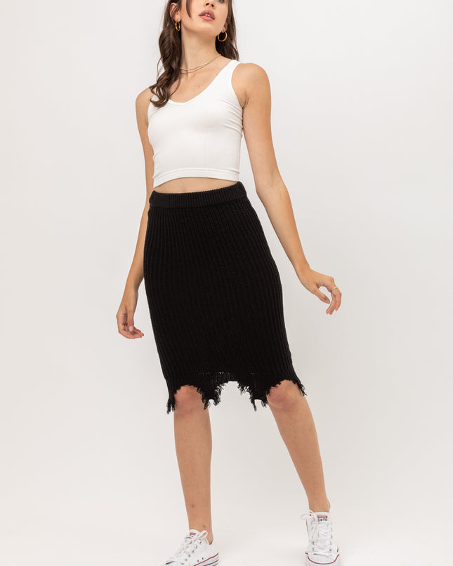 Destroyed Edge Sweater Skirt