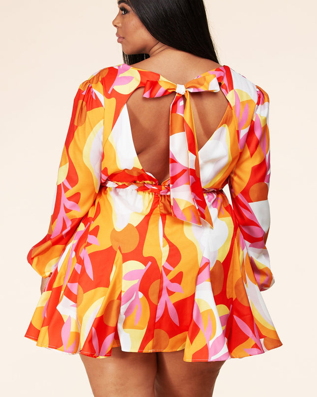 Geo Print Mini Dress- Plus
