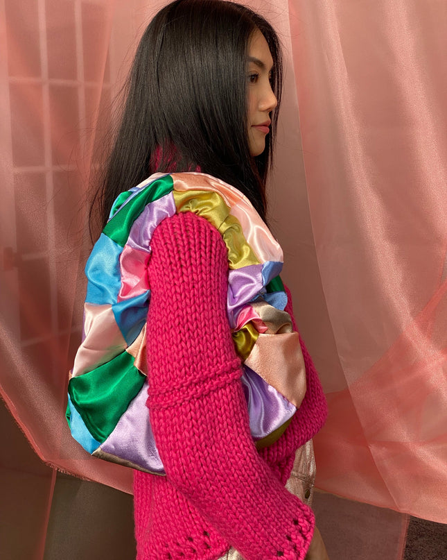 room shop patchwork baguette bag- pastels
