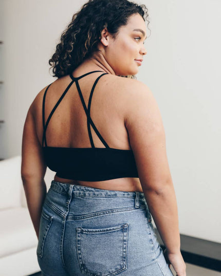 Floral Cutout High Neck Bralette-Plus