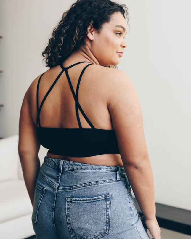 Floral Cutout High Neck Bralette-Plus