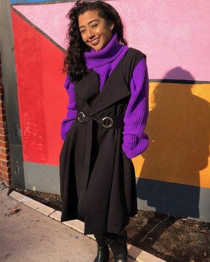 Black Belted Trench Dress