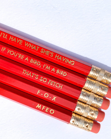Rom-Com Pencil Set - Red & Gold