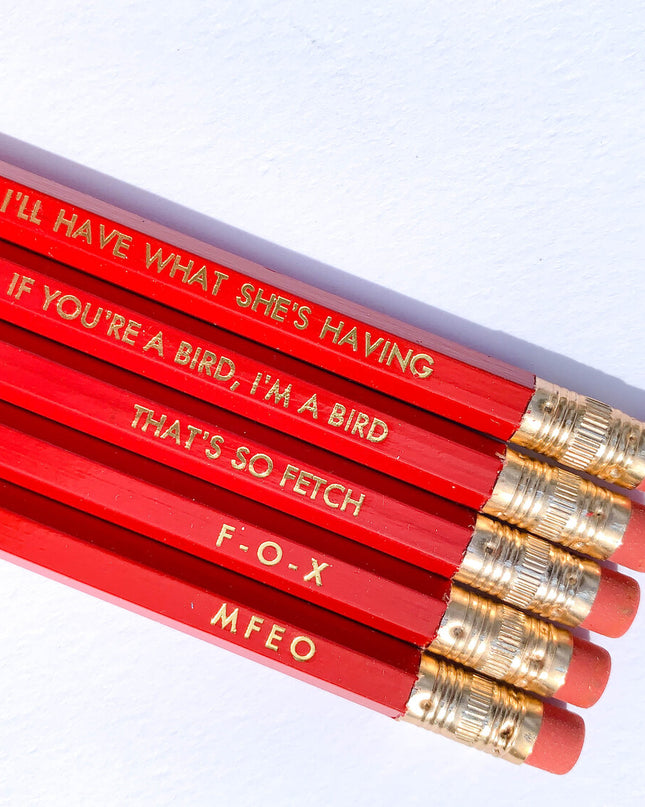 Rom-Com Pencil Set - Red & Gold