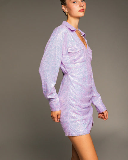 lavender latte sequin dress