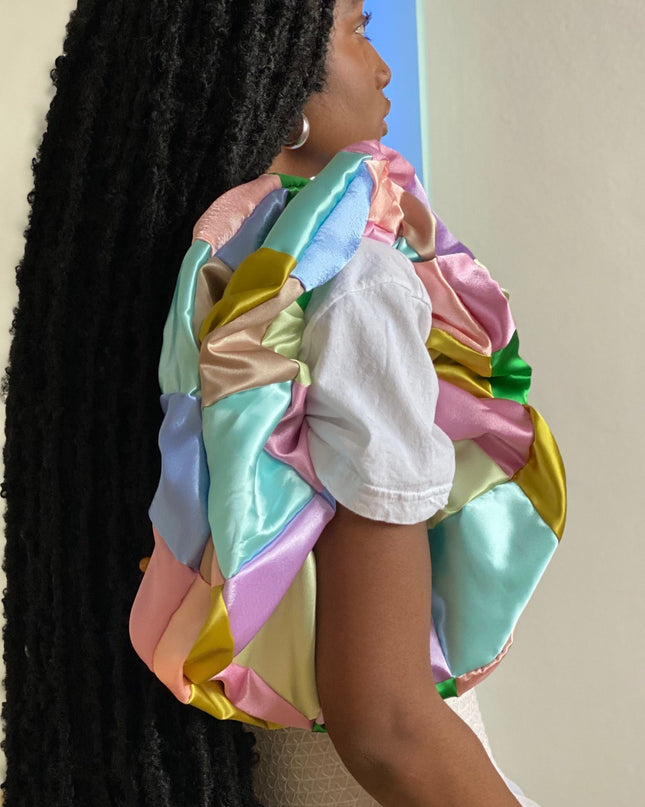 room shop patchwork baguette bag- pastels