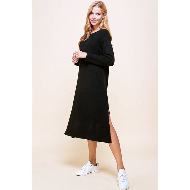 Drop Shoulder Midi Sweater Dress