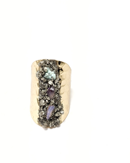 Gold Plated Raw Stone Ring