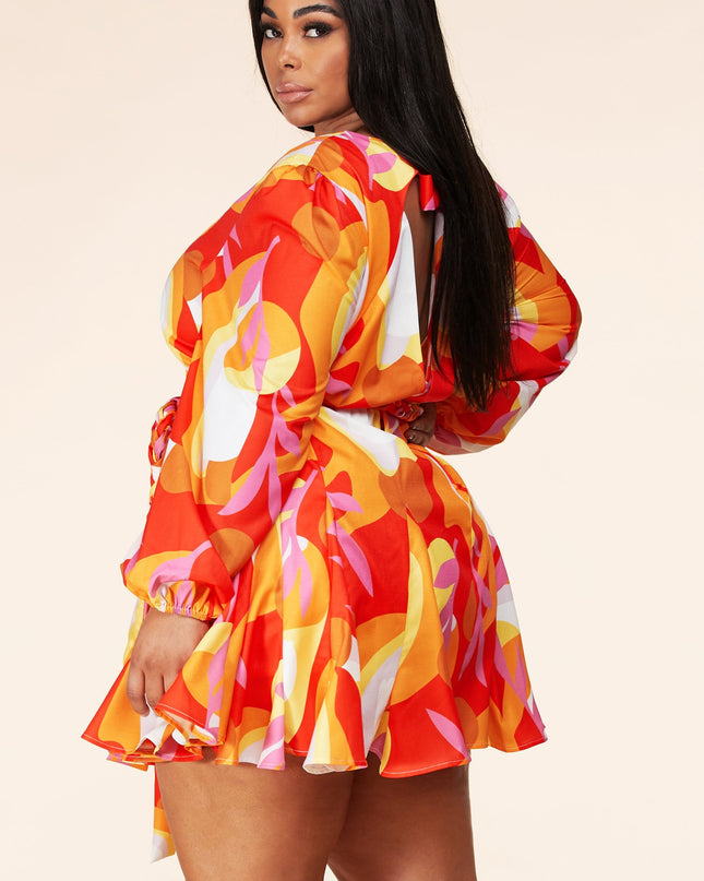 Geo Print Mini Dress- Plus