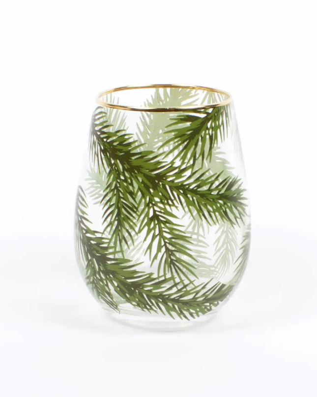 evergreen stemless wine glass