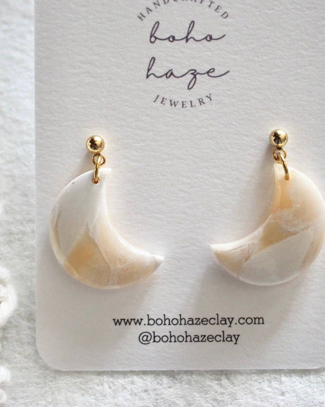 cream quartz moon dangle