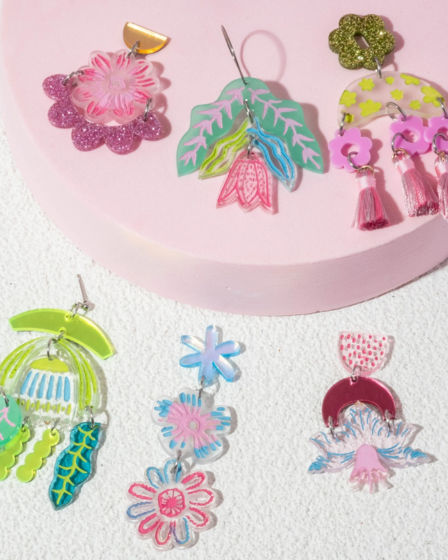 Painted Blooms Acrylic Earring Diy Kit - Funky Fun You