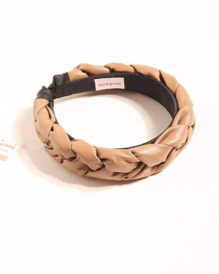 Mure & Grand Braided Leather Headband- Tan